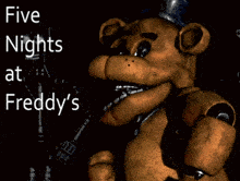 a poster for five nights at freddy 's with a brown teddy bear