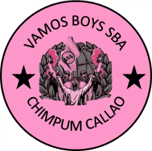 a logo for vamos boys sba chimpum callao shows a man holding a flag