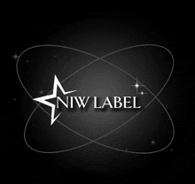 a logo for niw label with a star on a black background