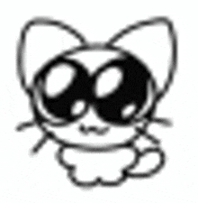 it is a black and white drawing of a cat wearing sunglasses .