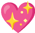 a pink heart with yellow stars coming out of it on a white background .