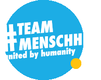 a blue circle with the words team menschh united by humanity