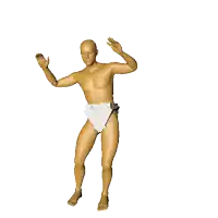 a man in a diaper is surrounded by blue bubbles