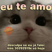 a picture of a cat with the words eu te amo on it