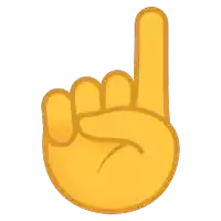 a yellow hand is pointing upwards with the index finger