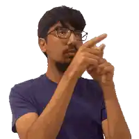 a man with glasses and a beard is making a gesture with his hands