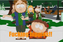 a south park cartoon with the words fucking hippies on the bottom