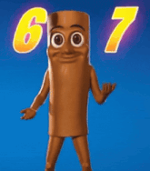 a cartoon character is standing in front of a sign that says 677