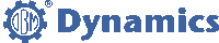 a blue logo for dynamics with a gear in the center