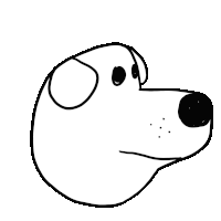 a drawing of a dog 's head with a black spot on its nose