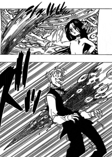 a man and a woman are fighting each other in a black and white manga .