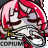 a pixel art of a girl with red hair holding a sword .