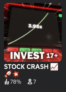 a poster that says invest 17+ stock crash with a graph on it