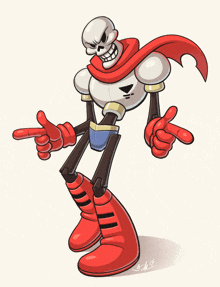 a cartoon drawing of papyrus with a red cape