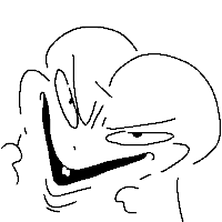 a black and white drawing of a person 's face making a funny face