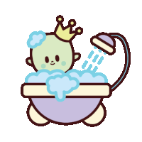 a baby with a crown on his head is taking a bath in a bathtub