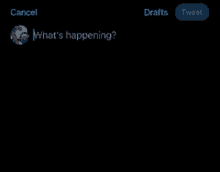 a screenshot of a twitter app with the question what 's happening