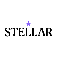 a logo for stellar with a purple star in the center