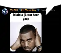 a picture of a man covering his ears with a speech bubble that says mr. n1 fn music guy