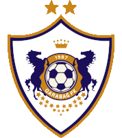 a logo for qarabag fk with a soccer ball in the center