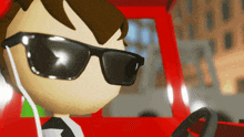 a cartoon character wearing sunglasses and ear buds