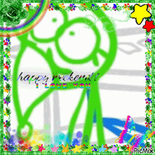 a green frog with the words happy weekend i love you on it