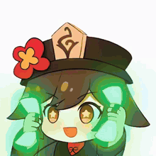 a cartoon drawing of a girl with a flower in her hair