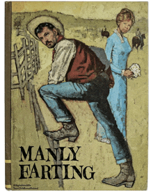 a book called manly farting shows a cowboy and a woman on the cover