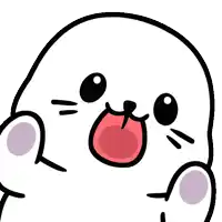 a cartoon drawing of a seal with its tongue out