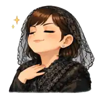 a cartoon of a woman wearing a black lace veil