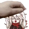 a hand is holding a girl 's head in a pixel art .