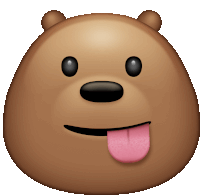 a brown bear sticking its tongue out