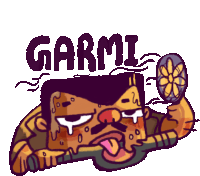 a cartoon drawing of a man with the word garmi on it