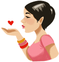 a cartoon of a woman blowing a kiss with a heart in her hand .