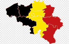 a map of belgium showing the provinces in yellow black and red