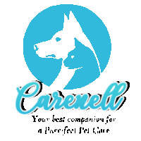 a logo for carewell shows a dog and a cat