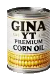 a can of gina yt premium corn oil is shown on a white background .