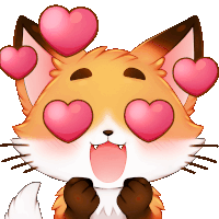 a cartoon of a fox with hearts in his eyes