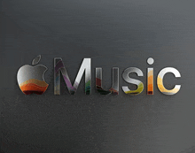 an apple music logo is displayed on a black background