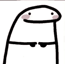 a black and white drawing of a stick figure with a blush on its face .