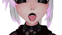 a close up of a girl with her tongue out