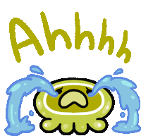 a cartoon drawing of a crying squid with the words ahhhhs above it