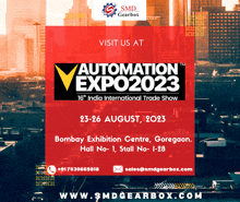 a poster for the automation expo 2023 in august