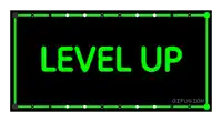 a neon sign that says `` level up '' on a black background .