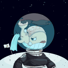 a cartoon of a whale in a space suit