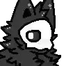 a black and white pixel art drawing of a wolf with a large eye .