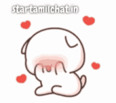 a cartoon drawing of a person with hearts around them and the words starttamilchat.in on the bottom