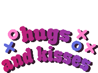 a sticker that says hugs and kisses with x 's on it