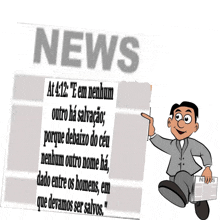 a cartoon of a man holding a newspaper that says news on it