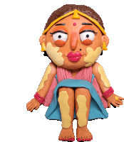 a cartoon figure of a woman with yellow spots on her skin